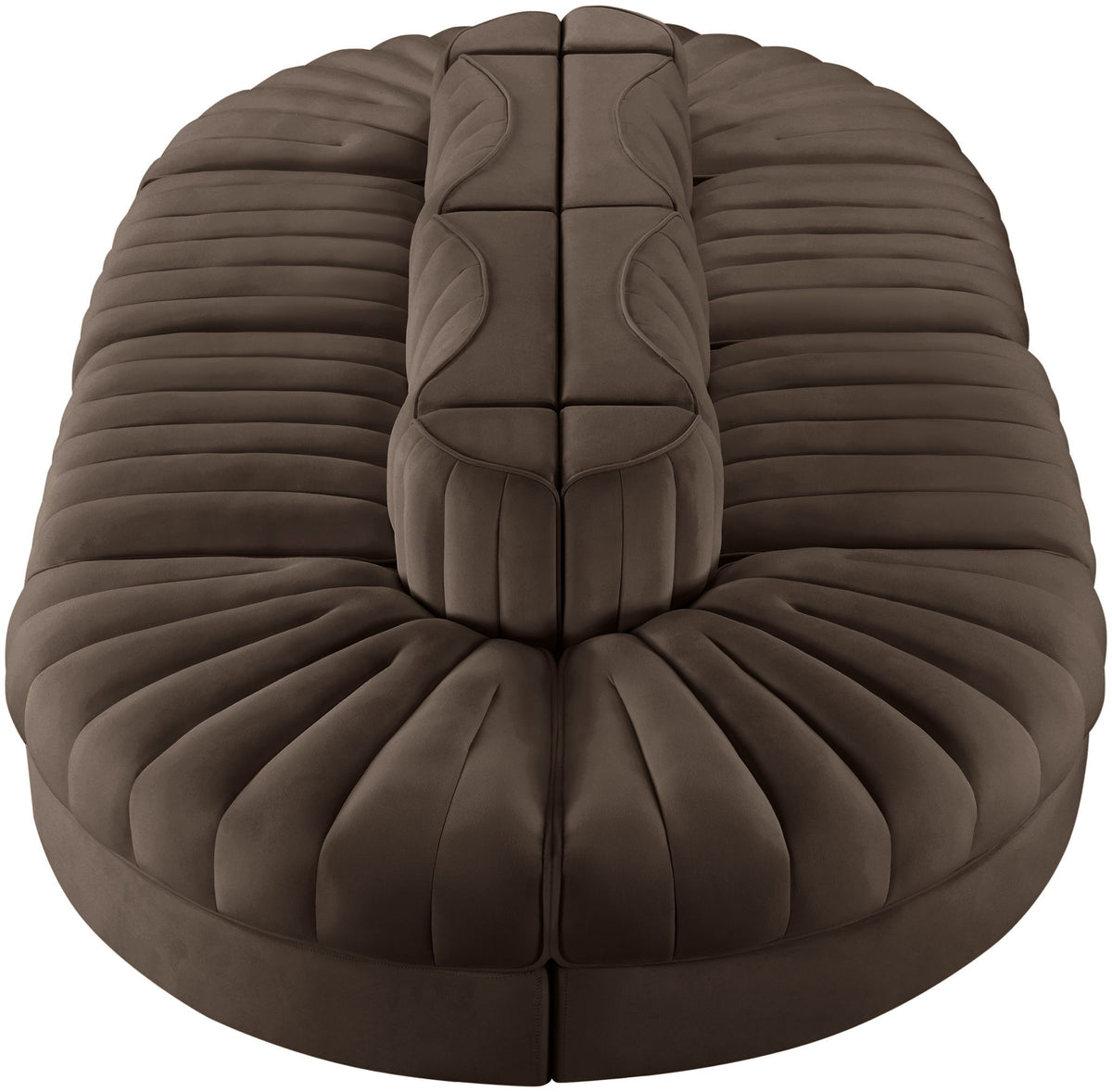 Rummi - Oval Velvet Performance Fabric Upholstered 8 Piece Modular Sectional