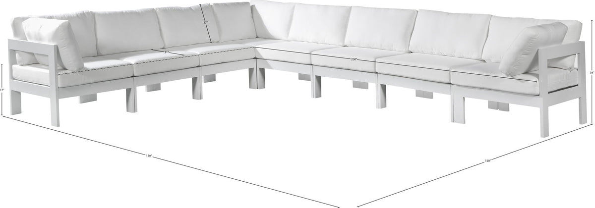 Nizuc - Outdoor Patio 8 Piece Modular Sectional With White Frame