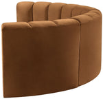 Arc - Velvet 4 Piece U-Shaped Modular Sofa - Saddle