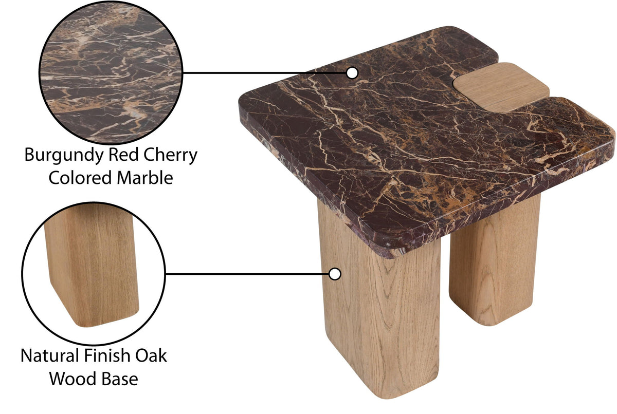 Ravenna - Marble/Stone End Table - Burgundy