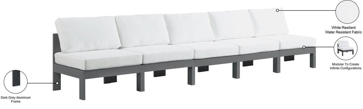 Nizuc - Outdoor Patio 5 Seat Modular Armless Sofa With Gray Frame