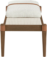 Nara - Linen Textured Fabric Upholstered Bench - Painted Brown Walnut