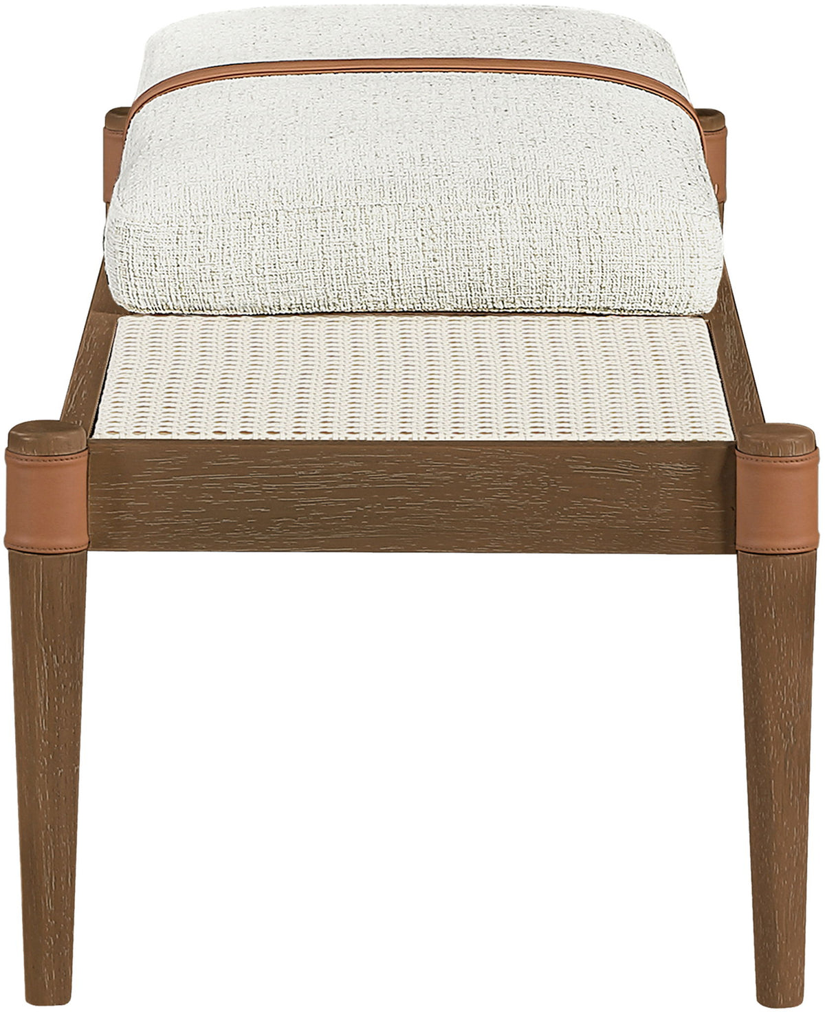 Nara - Linen Textured Fabric Upholstered Bench - Painted Brown Walnut
