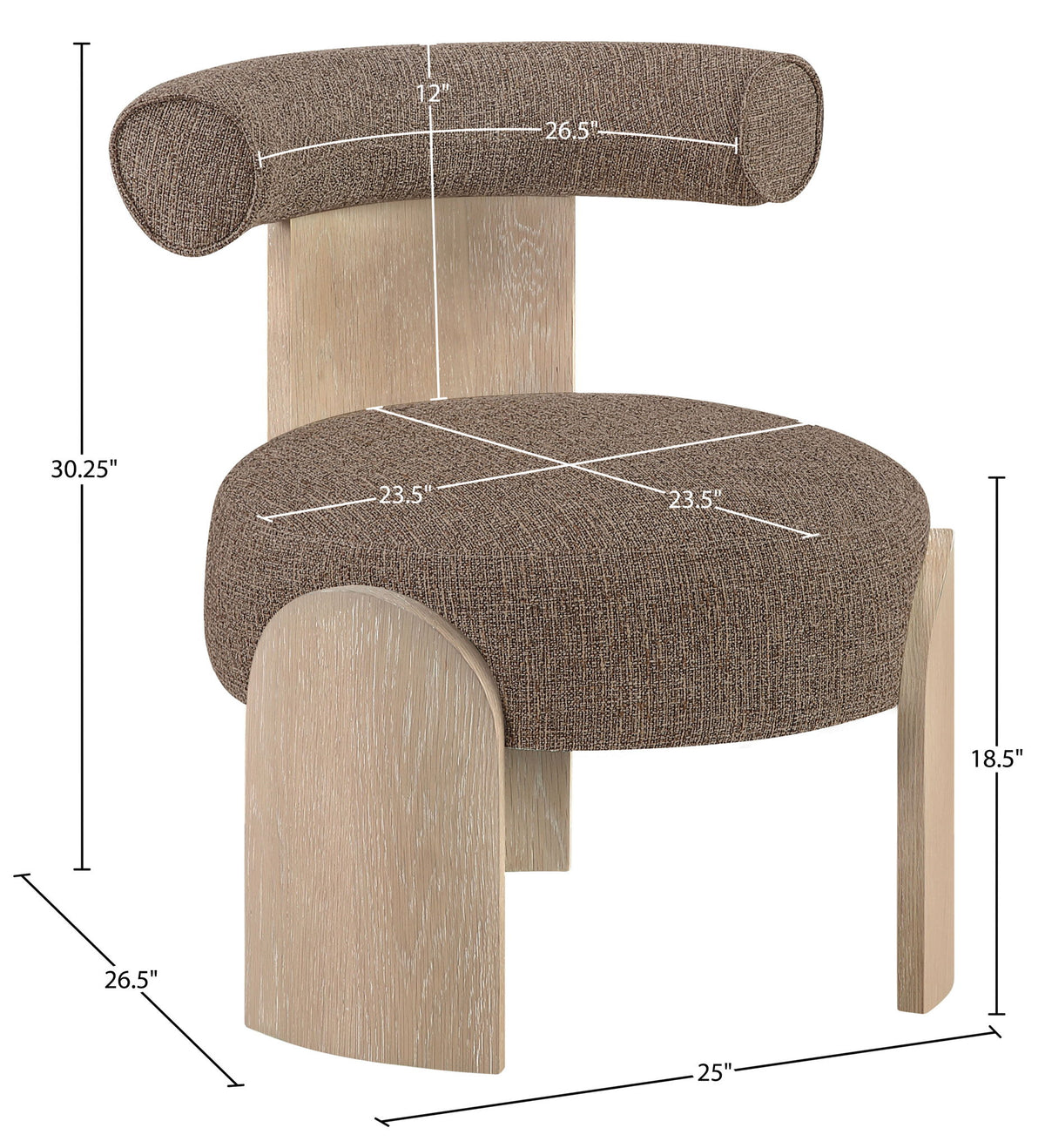 Calder - Linen Textured Fabric Upholstered Accent Chair - Painted Natural Base