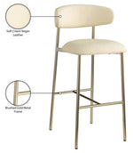 Lupita - Vegan Leather Upholstered Bar Stool (Set of 2) - Cream / Brushed Gold