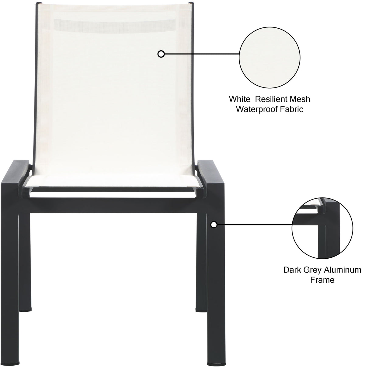 Nizuc - Outdoor Patio Dining Chair With Gray Frame (Set of 2)