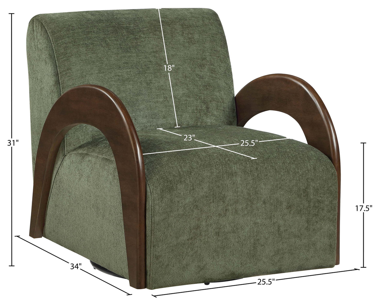 Neria - Chenille Fabric Upholstered Swivel Accent Chair - Painted Brown Base