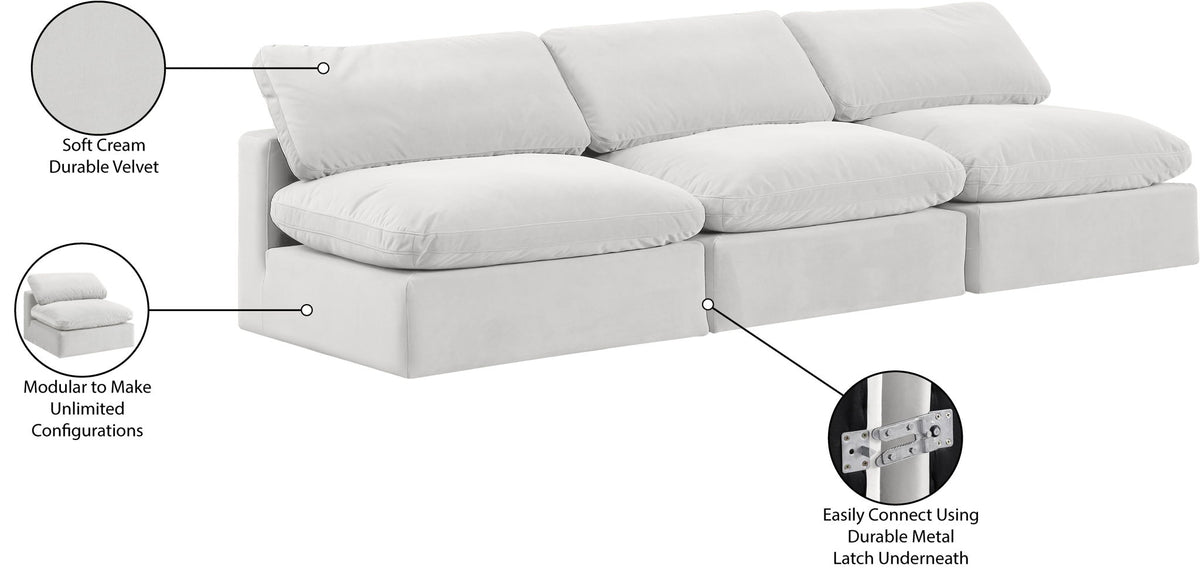 Comfy - Velvet Modular Armless Sofa 3 Seats