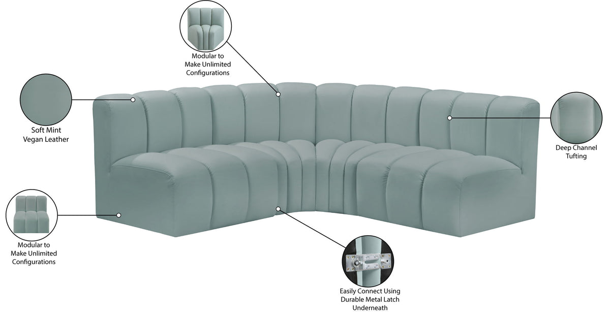 Arc - Faux Leather 4 Piece Corner Modular Sofa