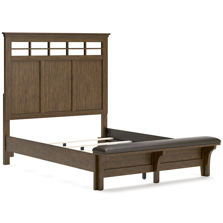 Queen Panel Bed Dark Brown with Bench B625 Shawbeck – Ashley Furniture
