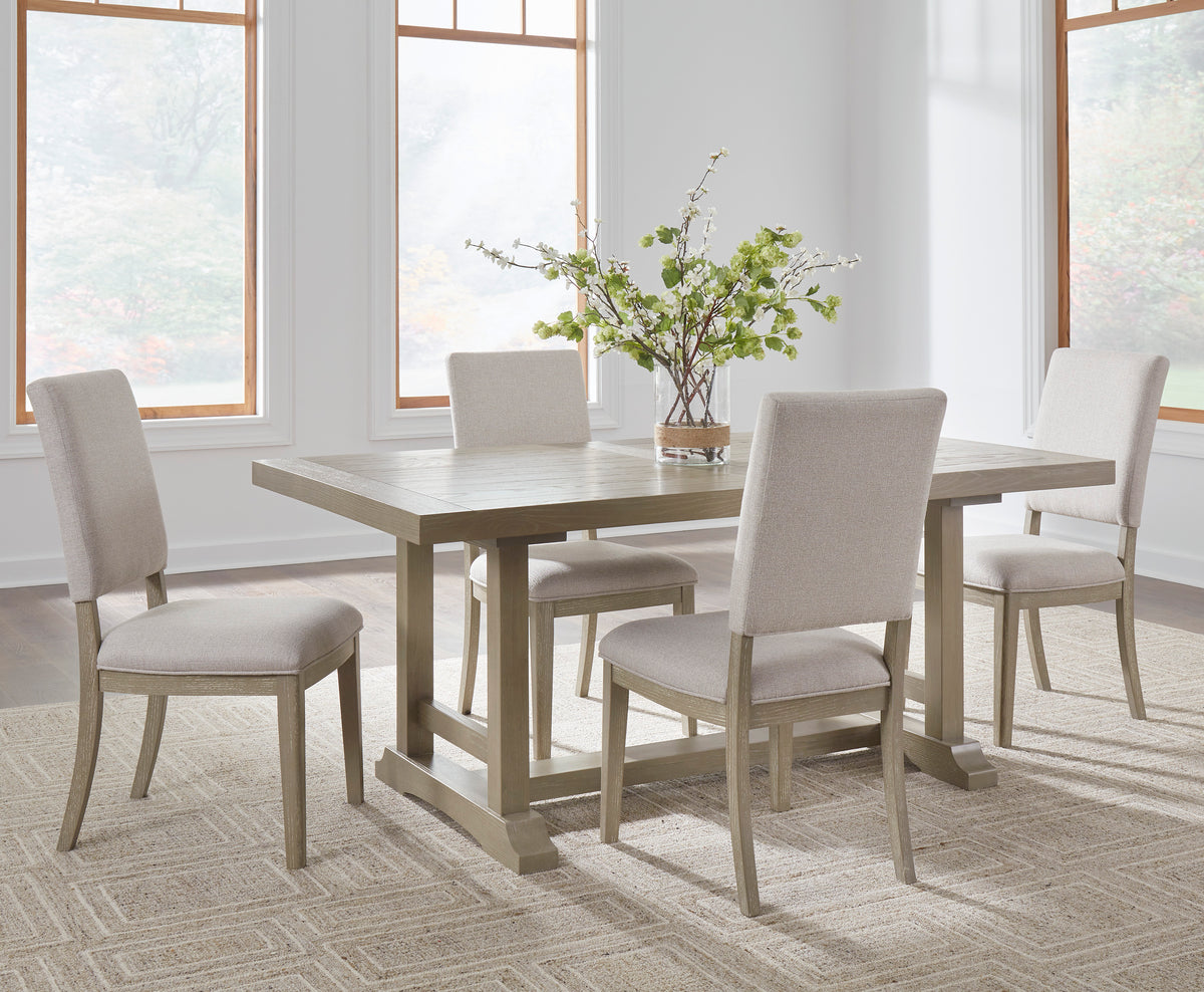 Vallardia 6 Pc. Rectangular Dining Set – Traditional Light Grayish Brown | Ashley