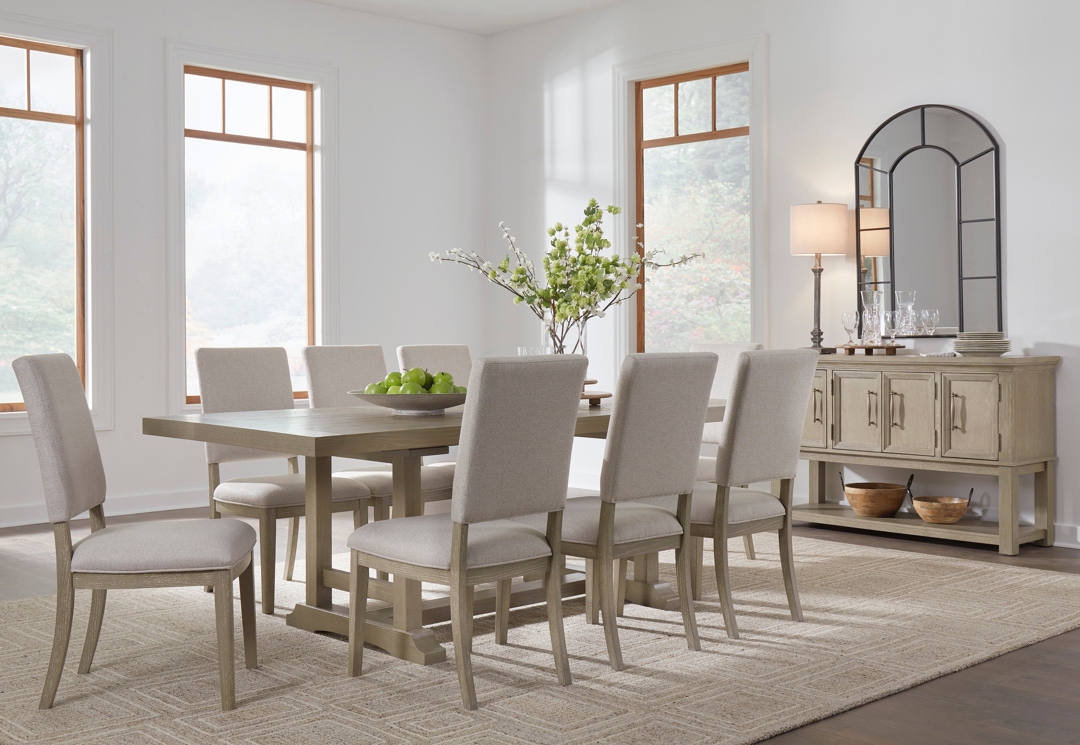 Vallardia 8 Pc Rectangular Dining Set – Traditional Light Grayish Brown | Ashley