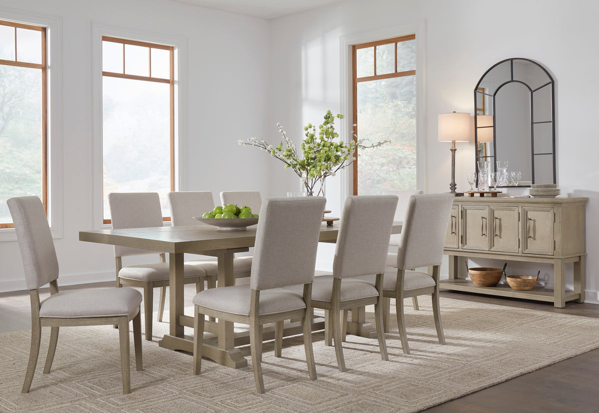 Vallardia 8 Pc Rectangular Dining Set – Traditional Light Grayish Brown | Ashley