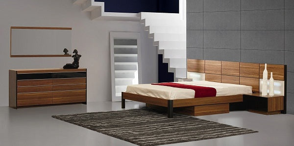 Rondo Mid-Century Platform Bed w/ Nightstands Storage And Lights by VIG Furniture - View 4
