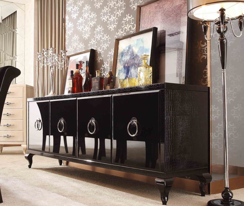 Bellagio Transitional Black Crocodile Lacquer Buffet by VIG Furniture - View 2