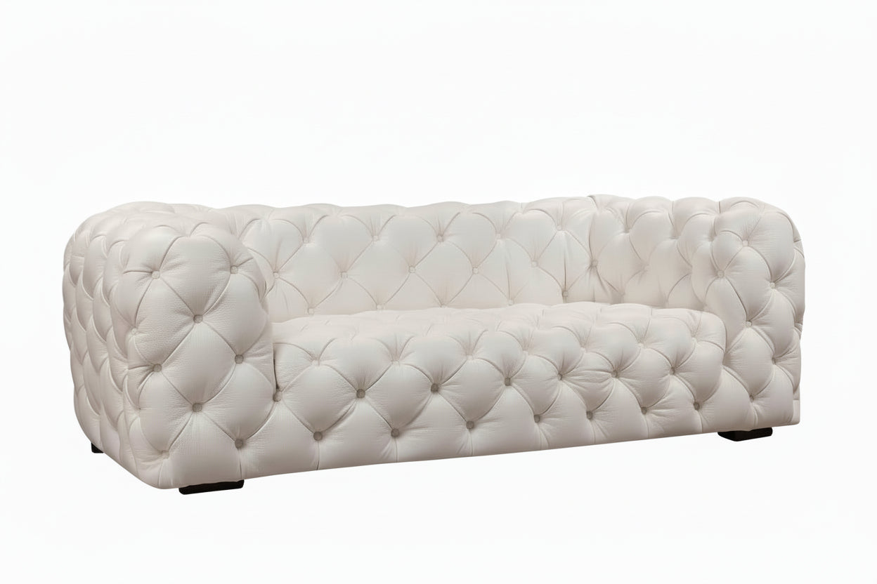 Divani Casa Dexter Off White Full Italian Leather Sofa-Loveseat Vgca114-Wht-S