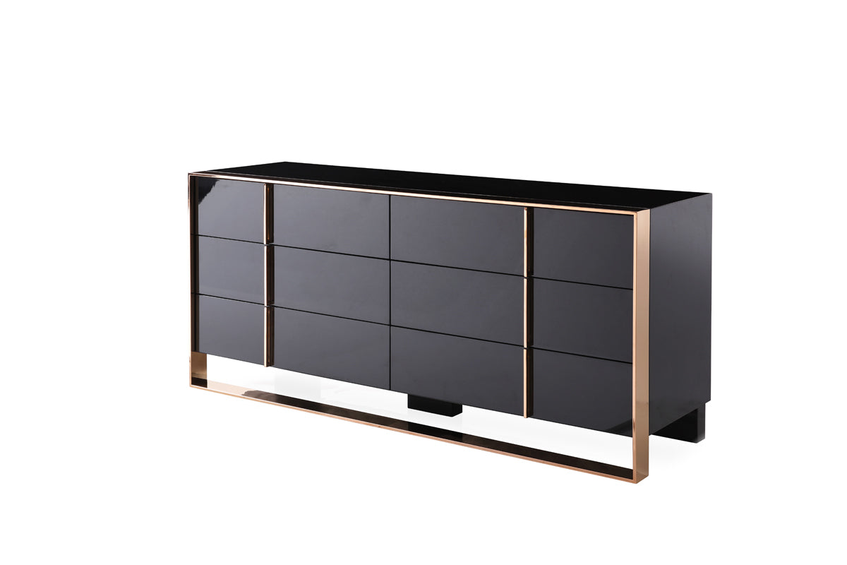 Cartier Modern Black & Rosegold Bedroom Set by VIG Furniture - View 8
