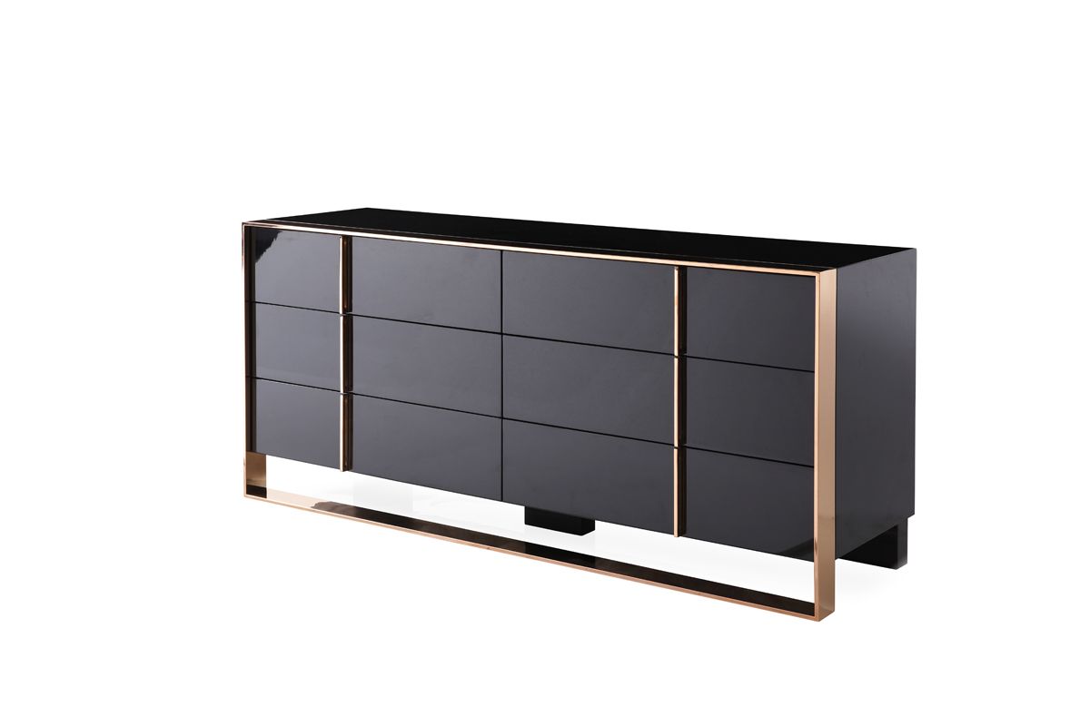 Eastern King Cartier Modern Black & Brushed Bronze Bedroom Set