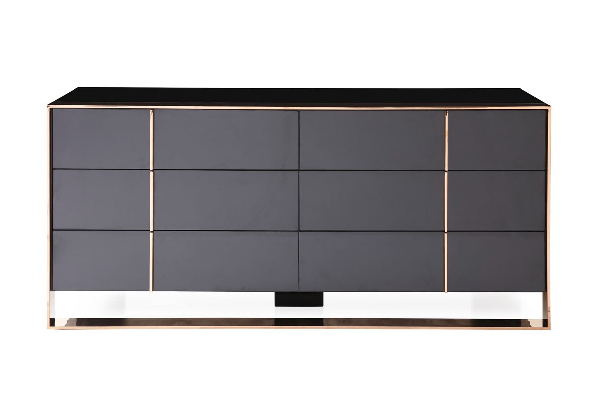 Eastern King Cartier Modern Black & Brushed Bronze Bedroom Set