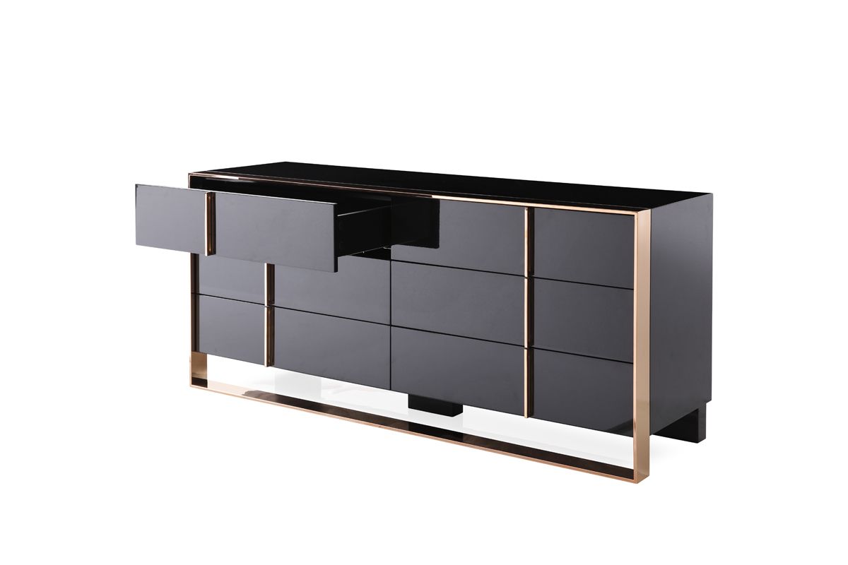 Eastern King Cartier Modern Black & Brushed Bronze Bedroom Set