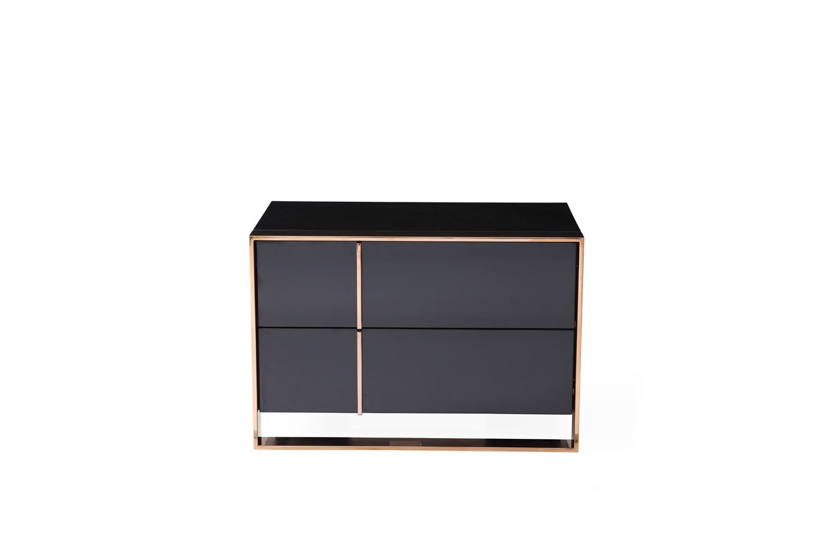 Eastern King Cartier Modern Black & Brushed Bronze Bedroom Set