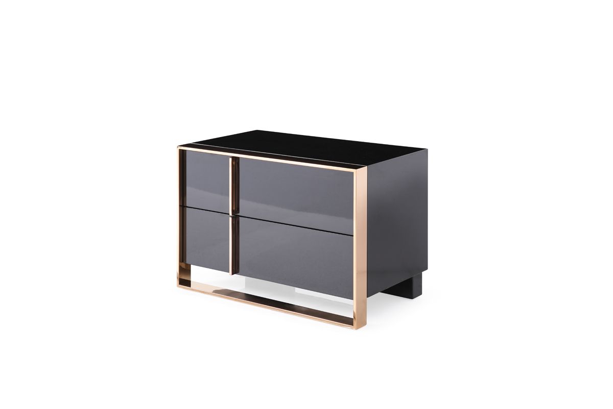 Eastern King Cartier Modern Black & Brushed Bronze Bedroom Set