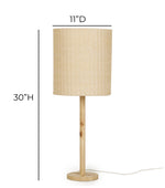 Lamia - Burl and Raffia Designer Table Lamp - Natural
