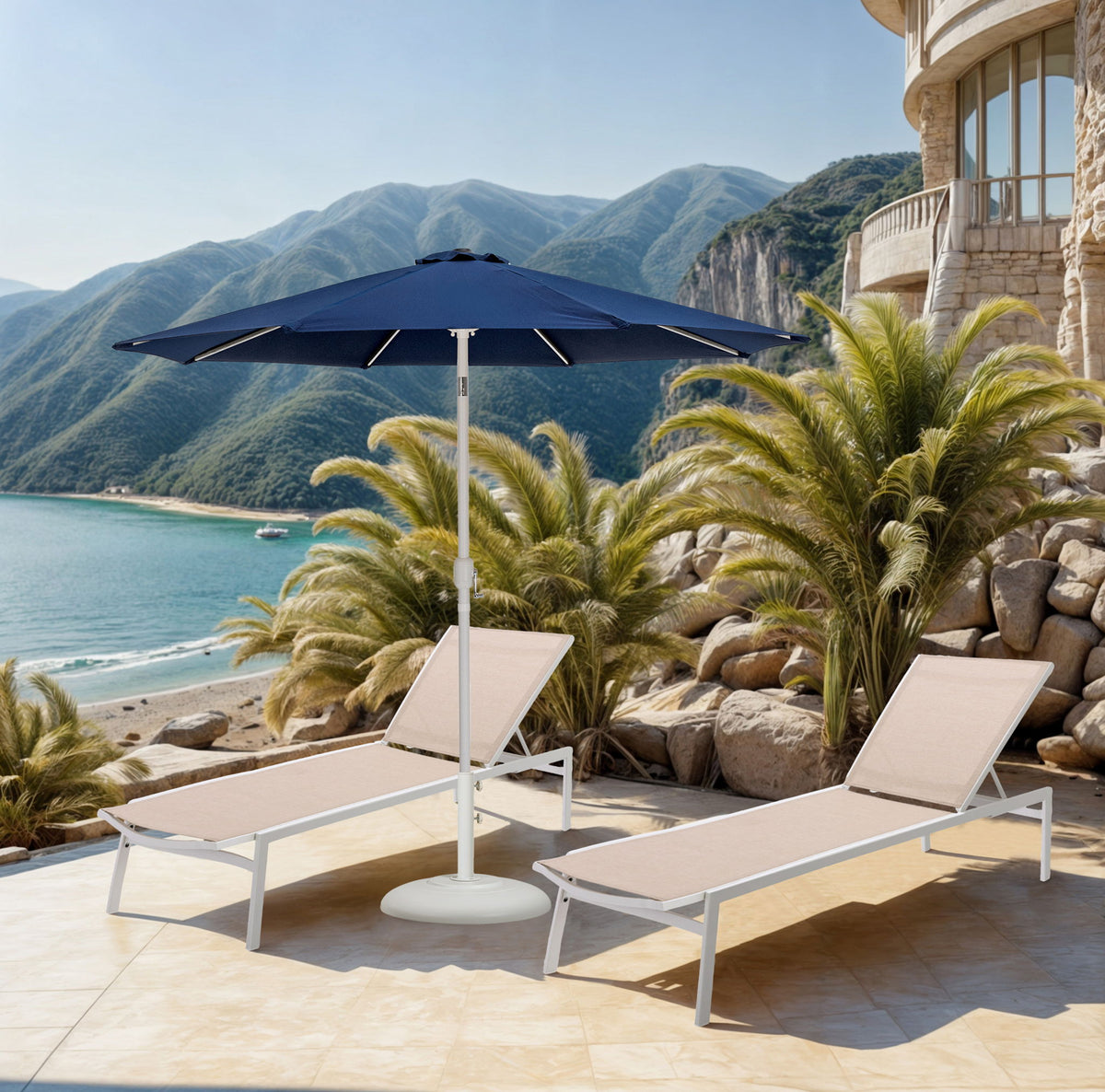 Fiji - Aluminum Patio Umbrella With Round White Base