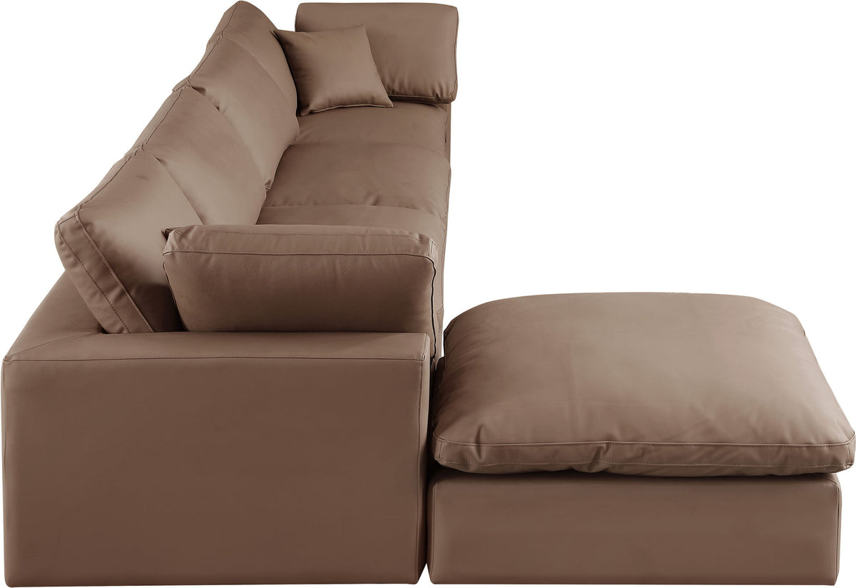 Comfy - 5 Piece Faux Leather Modular Sectional With Chaise