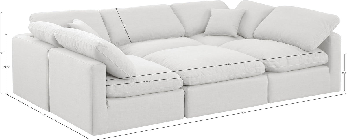 Indulge - Linen 6 Piece Modular Sectional - White