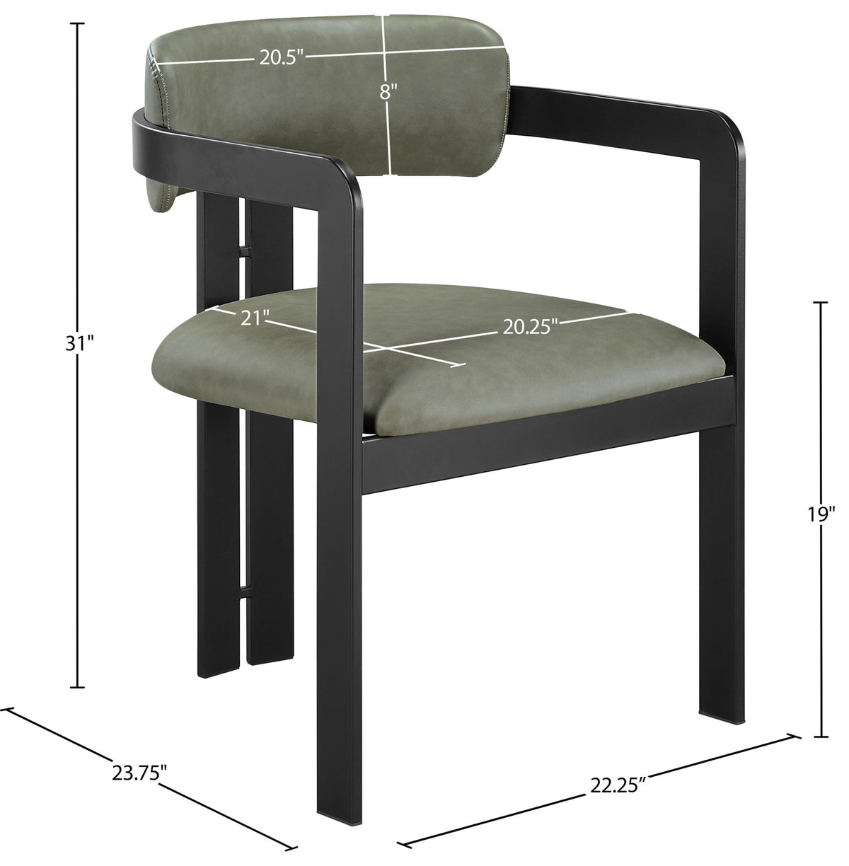 Aurum - Vegan Leather Upholstered Dining Chair With Graphite Black Base (Set of 2)