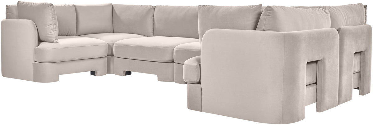 Hammond - Velvet Performance Fabric Upholstered 6 Piece U-Shaped Sectional