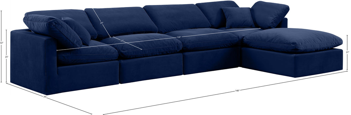 Indulge - Velvet 5 Piece Modular Sectional With Chaise