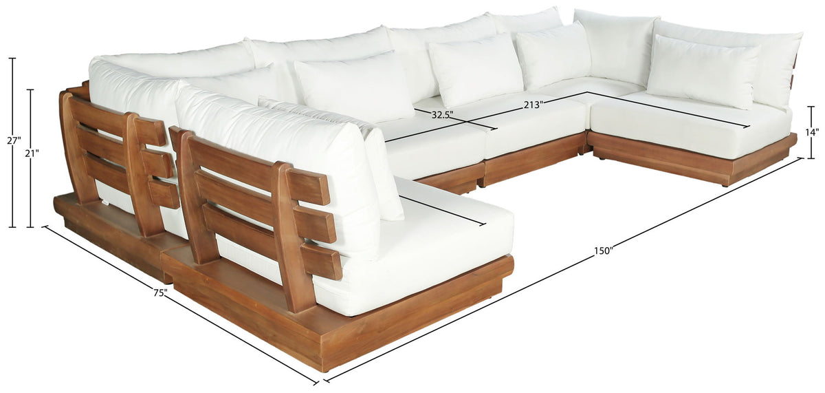 Mirella - 6 Piece Water Resistant Fabric Upholstered Outdoor Patio Modular Sectional