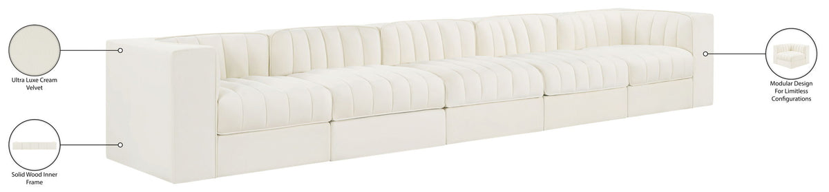 Rummi - Velvet Performance Fabric Upholstered 5 Piece Modular Sofa