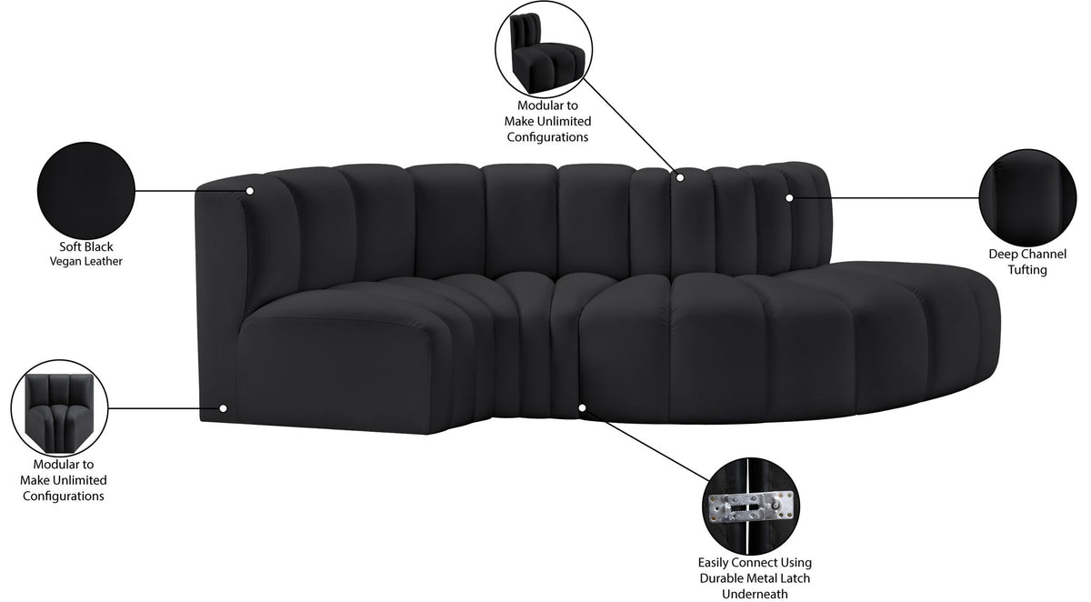 Arc - Faux Leather 4 Piece L-Shaped Modular Sofa