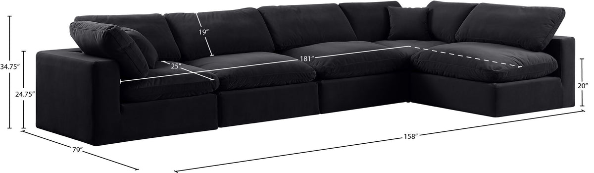 Comfy - 5 Piece Velvet Modular Sectional
