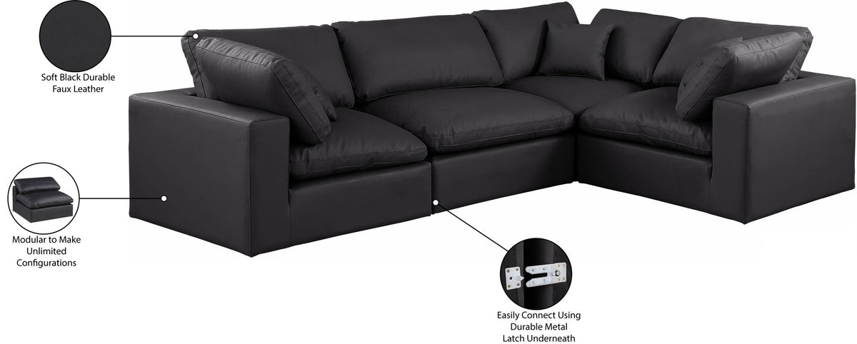 Comfy - 4 Piece Faux Leather Modular Sectional