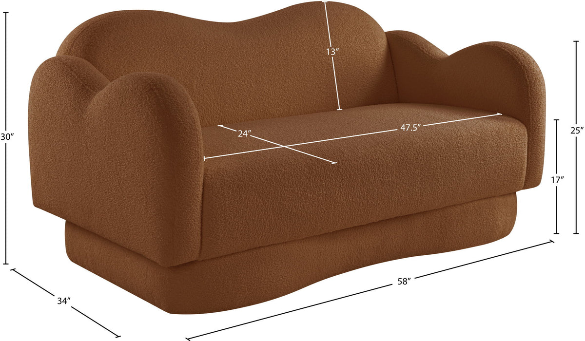 Bloom - Teddy Fabric Loveseat - Saddle