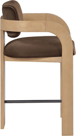 Cedra - Velvet Performance Fabric Upholstered Counter Stool - Natural Frame