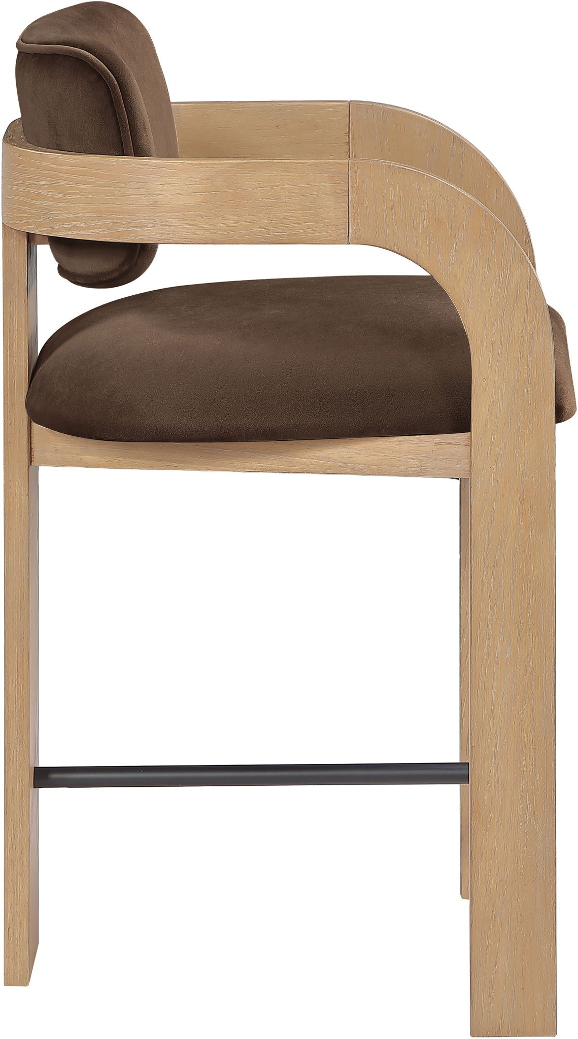 Cedra - Velvet Performance Fabric Upholstered Counter Stool - Natural Frame