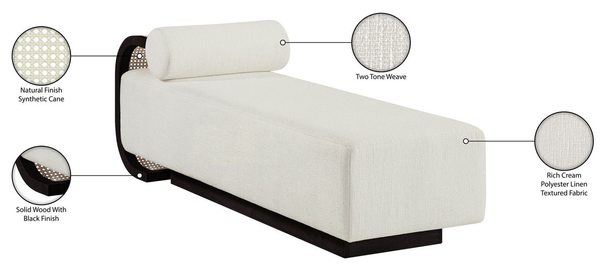 Zephyr - Linen Textured Fabric Upholstered Chaise - Painted Black Base