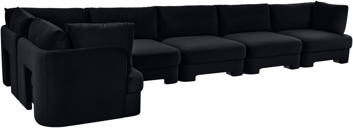 Hammond - Velvet Performance Fabric Upholstered 6 Piece L-Shaped Sectional
