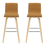 Vienna - 39.5" Swivel Bar Height Square Back Wood Bar Stool With Faux Leather Seat