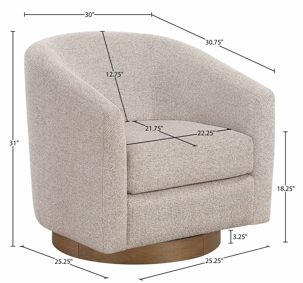 Modra - Performance Fabric Upholstered Swivel Accent Chair