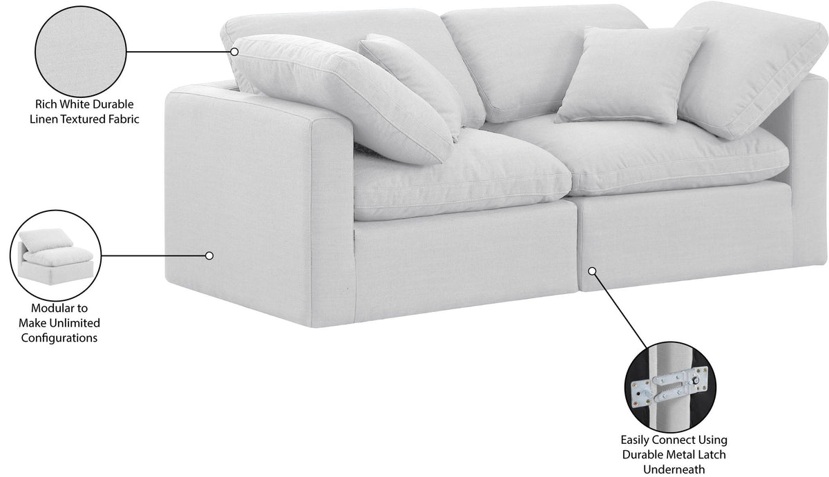 Indulge - Linen 2 Piece Modular Sofa - White