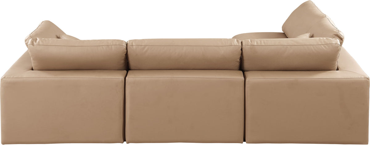 Comfy - 4 Piece Faux Leather Modular Armless Sectional - Tan
