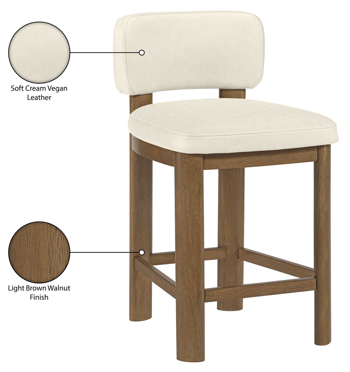 Paloma - Faux Leather Upholstered Counter Stool (Set of 2) - Brown Frame
