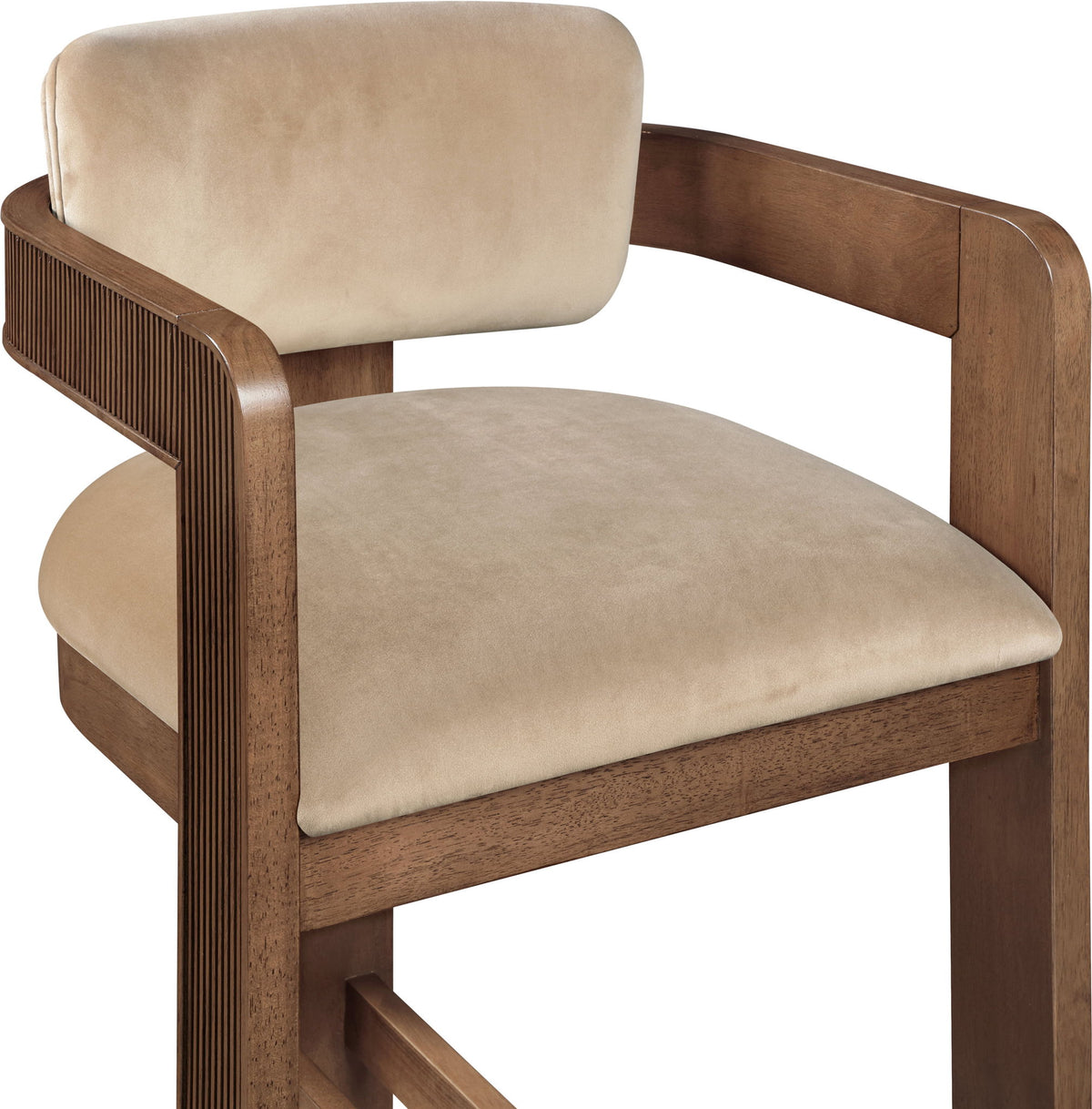 Sacha - Velvet Stool With Brown Base