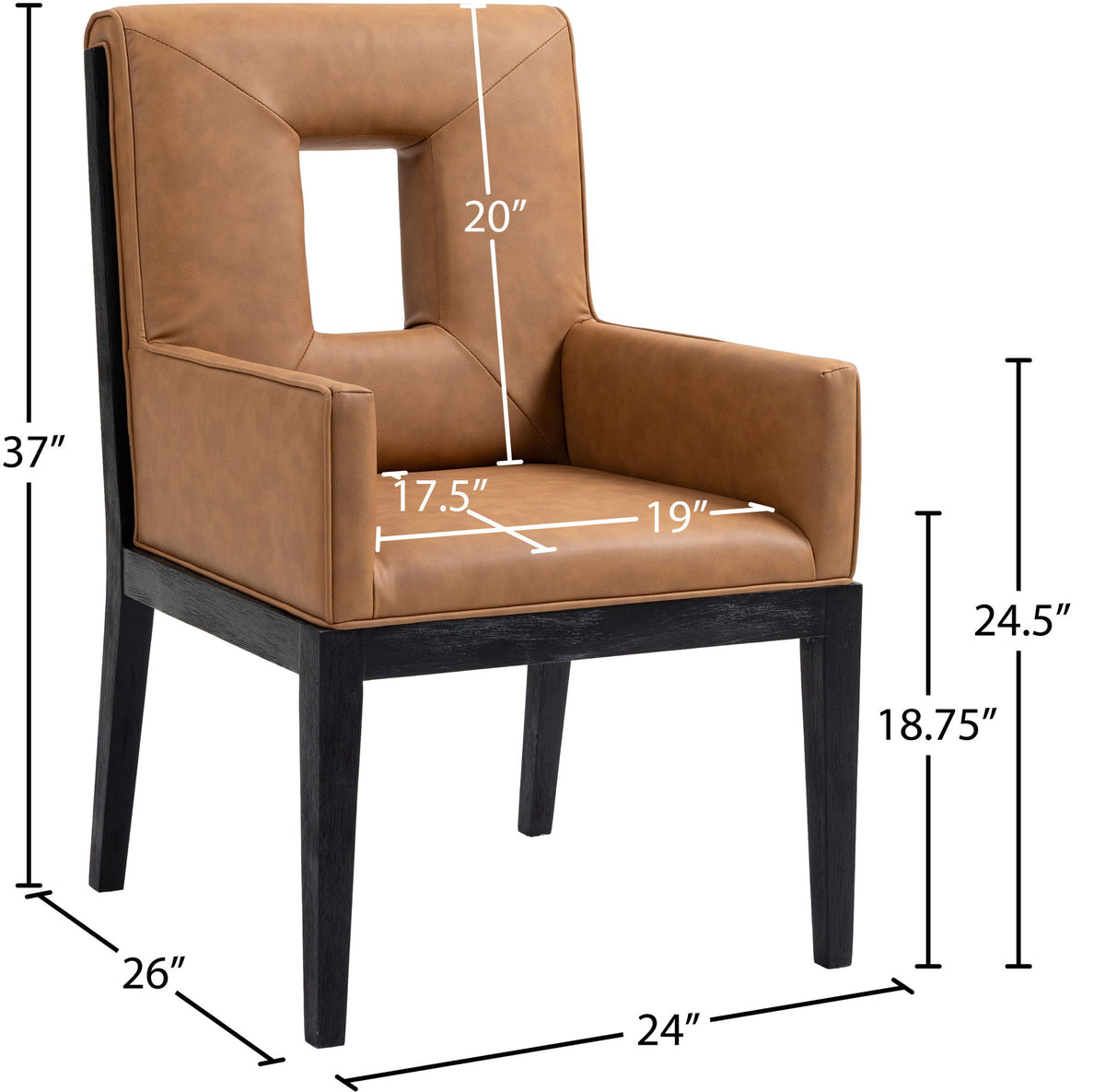 Gwendolyn - Faux Leather Dining Arm Chair With Black Frame